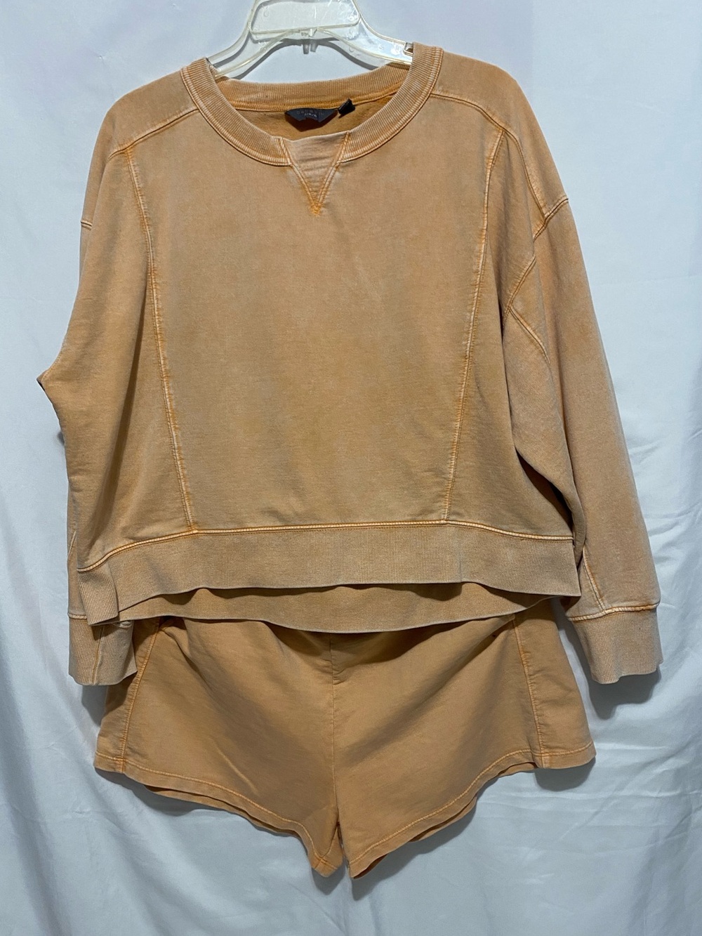 Danskin Washed Tan Crewneck Sweatshirt and Shorts Set